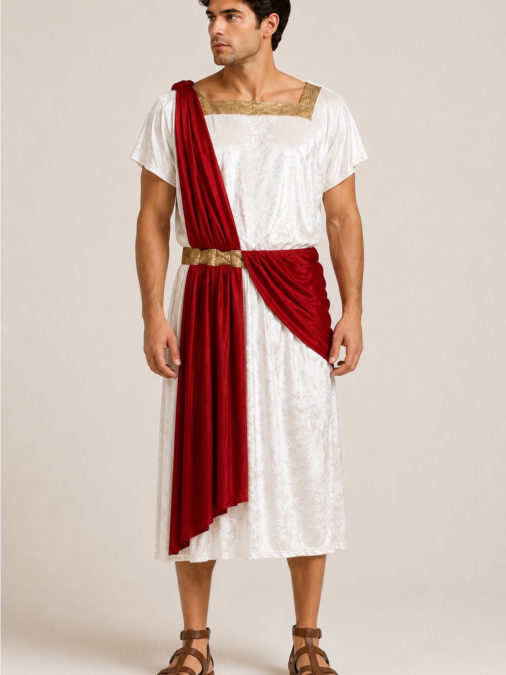 Source Unknown Men's Roman Costume in White, Red and Gold